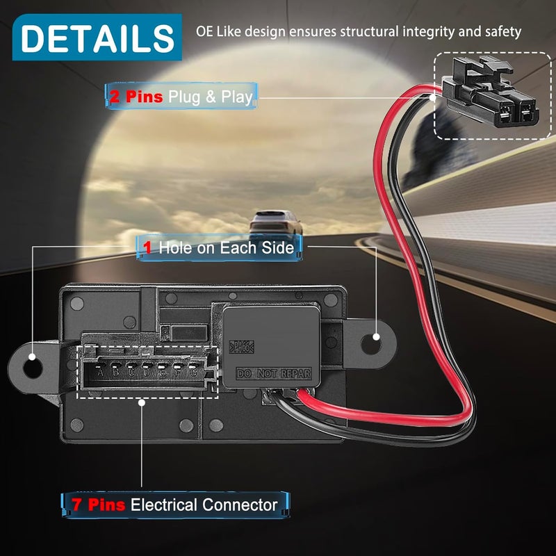 GELAIDI Blower Motor Resistor Kit with Wiring Harness and Connectors Compatible with 1999-2006 Chevy Silverado GMC Sierra 1500 2500 3500 2000-2002 Yukon XL Blower Motor Fan Resistor Replaces#89019089 89018597 - Image 3